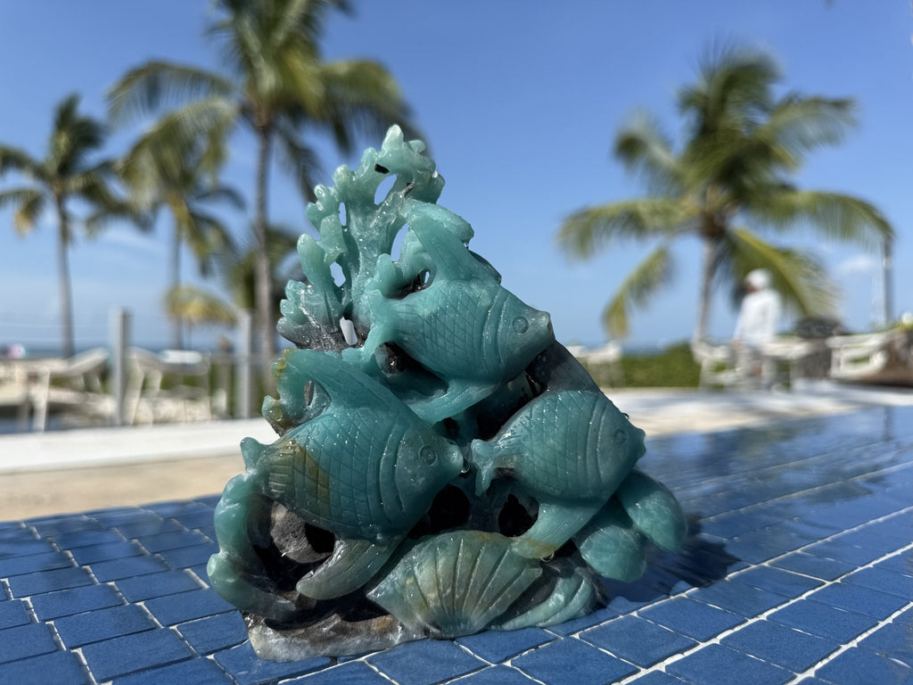 Small Ocean Calcite Fish/Reef Carving