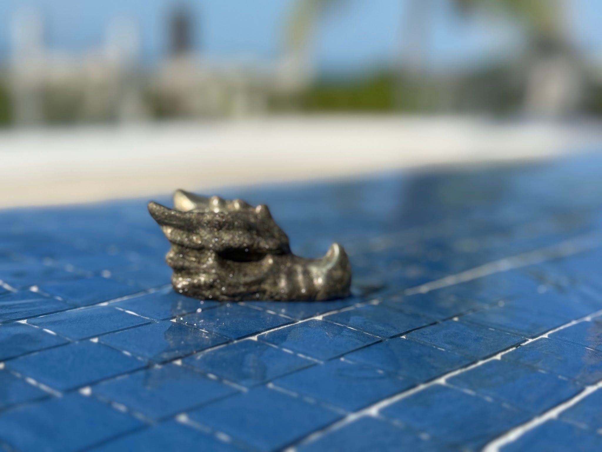 Pyrite Dragon Skull Carving