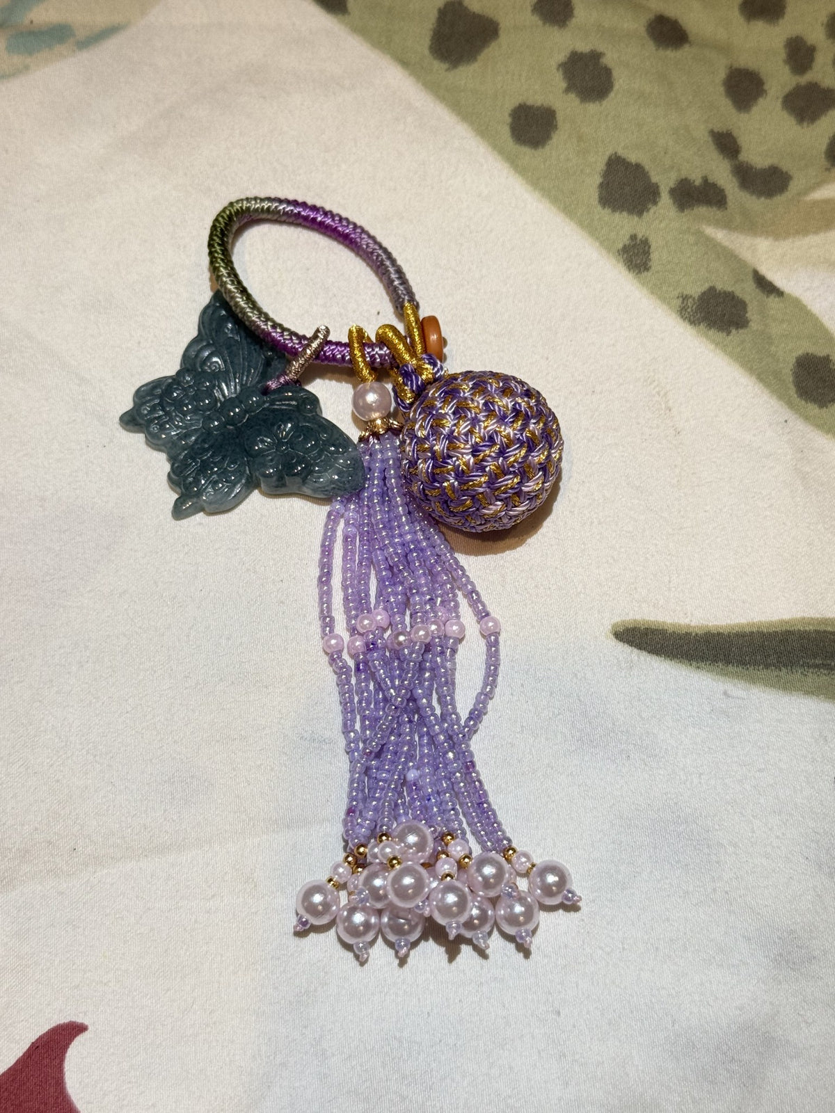 Jadeite butterfly keychain