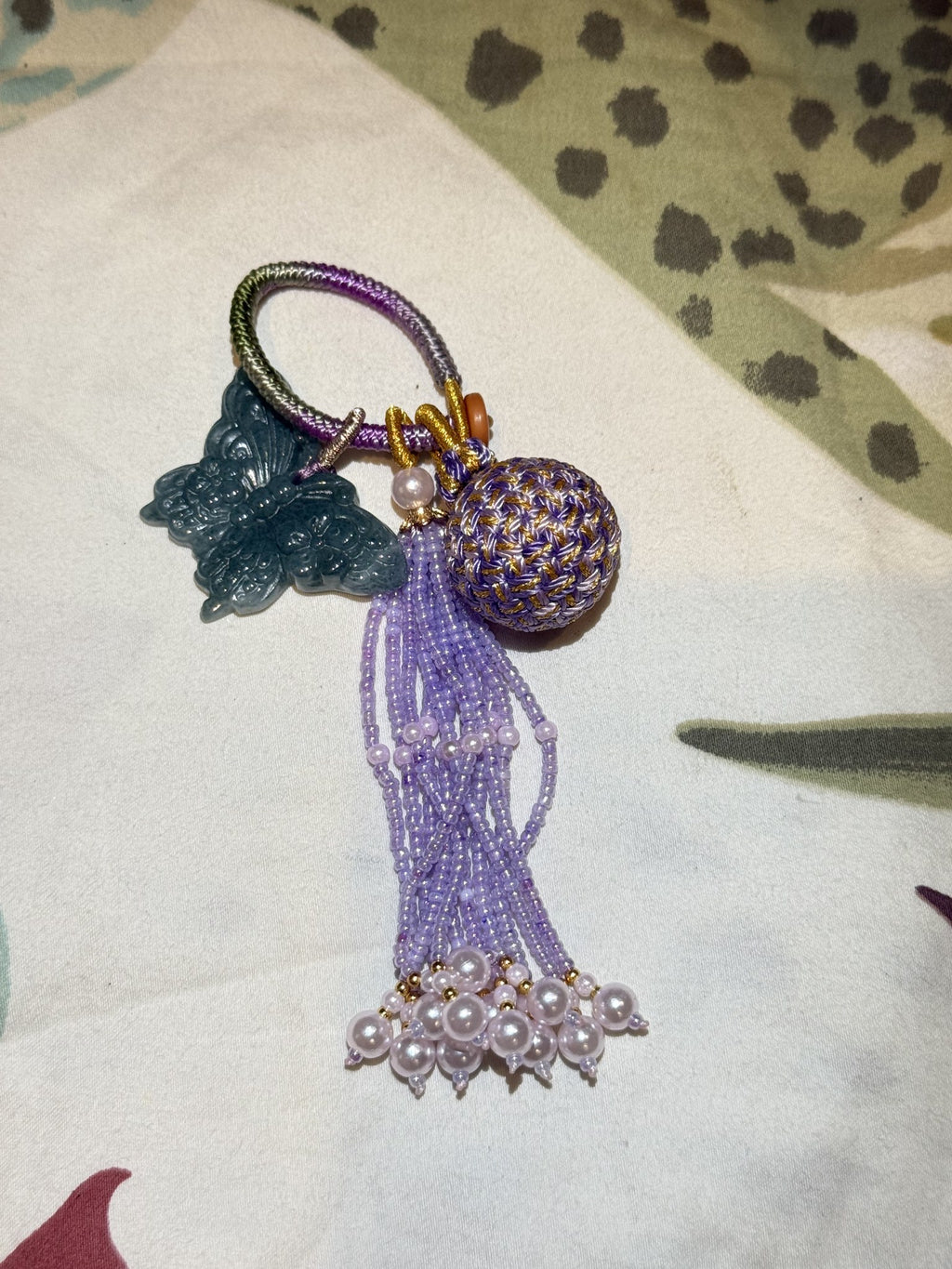 Jadeite butterfly keychain