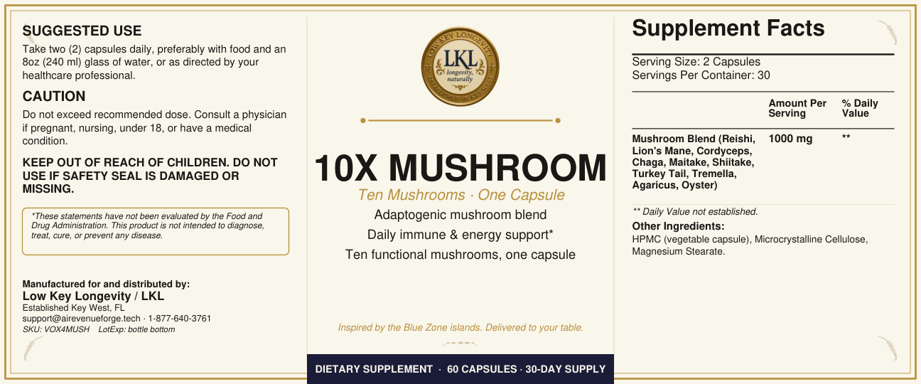 LKL 10X Mushroom Complex (30-Serving Canister)