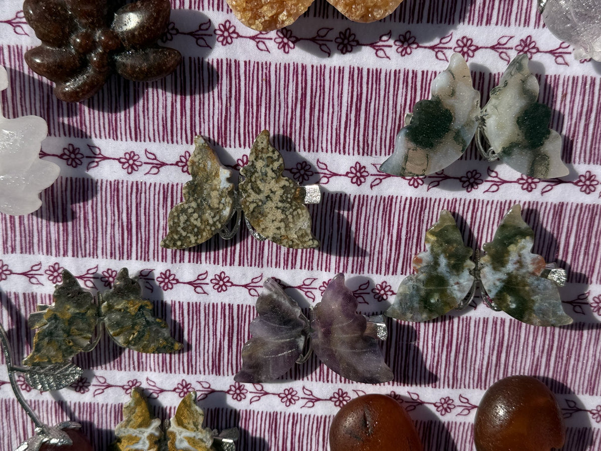 Gemstone butterfly hairpins set