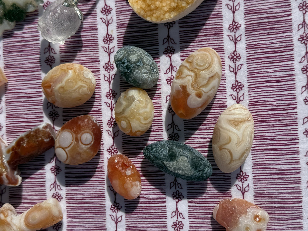 Gobi agate palm stones spread