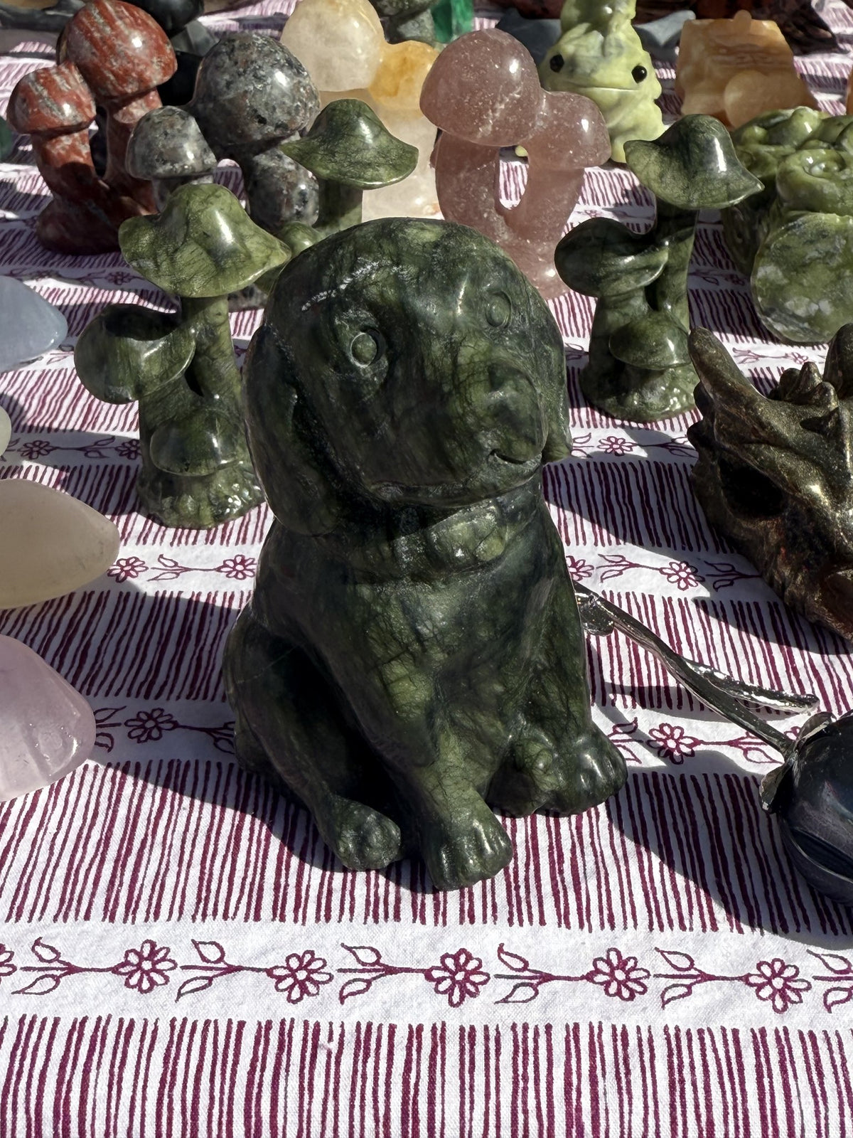 Carved stone dog figurine